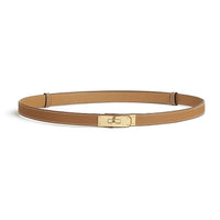 HERMES Calfskin Wool Leather Belts Women's Brown Width 1.8cm