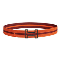 HERMES Nylon Stainless Steel Rubber Belt Men's Orange Width: 3.8CM