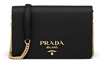 PRADA Saffiano Leather One Shoulder Handbag Crossbody Bag Mini Women's Black