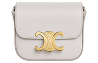 CELINE Triomphe Calfskin Shoulder Bag, Crossbody Bag Mini Women's White