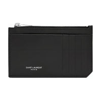 SAINT LAURENT Calfskin Card Holder Tubas Men's Black