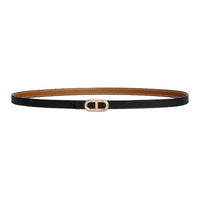 HERMES Calfskin Leather Belts Women's Black Brown Width 1.3CM