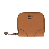 MIU MIU Leather Wallet Small Size Women's Brown & Woody Brown