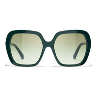 CHANEL Acetate Metal Square Sunglasses Unisex Green