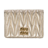 MIU MIU Matelassé Lambskin Card Holder Women's Yellow Iron Ore
