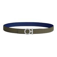 HERMES Leather, Metal, Palladium Plated, Calfskin Leather Belts Women's Blue/Green Width 2.4CM