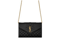SAINT LAURENT Satin Envelope Bag Shoulder Bag Crossbody Bag Wallet Women's Black