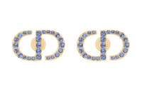 DIOR Metal Crystal Stud Earrings Women's Gold