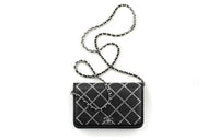 CHANEL Lambskin Chain Wallet Shoulder Bag Crossbody Bag Regular Women's Black