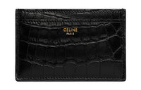 CELINE Crocodile Leather Card Holder Women's Black