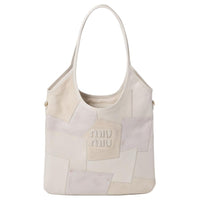 MIU MIU Leather Handbag, Shoulder Bag Women's Chalk White