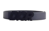 DIOR Logo Emblem, Smooth Buckle Leather Belts Men's Blue Width 3.5CM