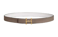 HERMES H Torsade Double-Sided Smooth Buckle Leather Belts Women's Brown/White Width 2.4CM