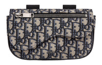 DIOR Saddle Jacquard Fabric Wrist Bag Unisex Beige And Black