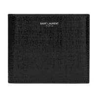 SAINT LAURENT Calfskin Card Holder Wallet Men's Black