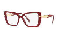 PRADA Plastic Irregular Shape Eyeglass Frames Women's Red/Gold