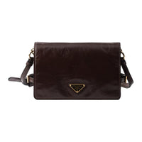 PRADA Calfskin Crossbody Bag, Shoulder Bag Women's Dark Brown