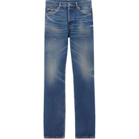 SAINT LAURENT Logo Patch Straight Leg Jeans