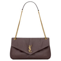 SAINT LAURENT Calypso Lambskin Envelope Bag, Shoulder Bag Medium Size Women's Brown