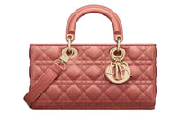 DIOR Lady D-JOY Sheepskin Shoulder Bag Crossbody Bag Handbag Medium Size Women's Red
