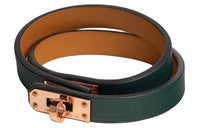 HERMES Calfskin Rose Gold-Plated Wristbands Women's Jasper