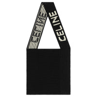 CELINE Cotton Handbag, Shoulder Bag Men's Black & Natural
