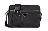 PRADA Saffiano Nylon Leather Shoulder Bag Men's Black