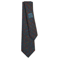 HERMES Mulberry Silk Ties Men's Navy Blue/Brick Red/Khaki