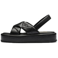 PRADA Quilted Leather Slingback Sandals 'Black' Women's