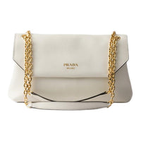PRADA Calfskin Crossbody Bag, Shoulder Bag Medium Size Women's White