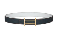 HERMES Leather Belts Women's Dark Blue/White