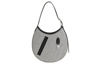HERMES Canvas With Swift Calfskin Crescent Bag, Handbag, Shoulder Bag Women's Gray & Black