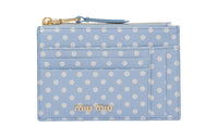 MIU MIU Madras Leather Card Holder Women's Blue