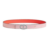 HERMES Rose Gold-Plated Leather Belts Women's Pink Width 2.4CM