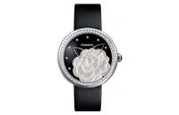 CHANEL Wrist Watch Quartz Movement Satin Strap Black Dial Women's