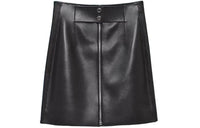 HERMES Leather Short Skirts Women's Black
