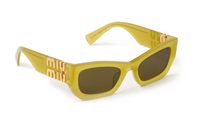 MIU MIU Plate Frame Irregular Shape Sunglasses Women's Yellow