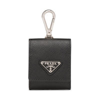 PRADA Saffiano Leather Earphone Case Unisex Black