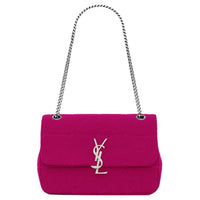 SAINT LAURENT Knitted Fabric Quilting Textile Shoulder Bag, Crossbody Bag Regular Women's Dragon Fruit