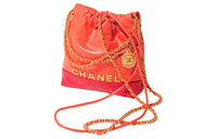 CHANEL 22Bag Cow Leather Shoulder Bag Women's Orange