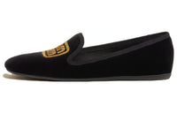 MIU MIU Logo-embroidered Velvet Slipper
