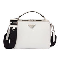 PRADA Brique Genuine Leather Portable Crossbody Bag Shoulder Bag Men's White