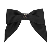CHANEL Twill Hair Clips Women's Black