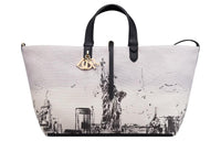 DIOR Canvas Bag Combo Bag One Shoulder Handbag Large Size Women's Latte & Black