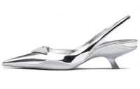 PRADA Chunky Heel Stylish Sandal Women's Silver