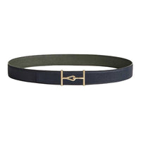 HERMES Calfskin Leather Belts Men's Turquoise Width: 3.2CM