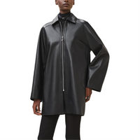 HERMES Leather Jacket Women's Black