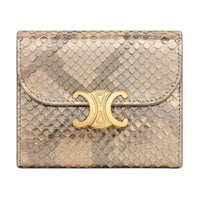 CELINE Triomphe Python Skin Wallet Small Size Women's Natural