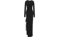 SAINT LAURENT Lace-Up Long-Sleeved Dress