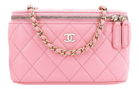 CHANEL 22c Early Spring Fish Paste Leather One Shoulder Handbag Crossbody Bag Women's Pink